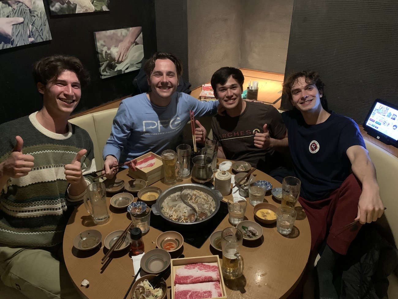 International guests enjoying shabu-shabu at our table